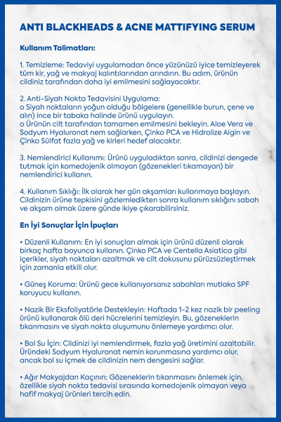 İnkorea Siyah Nokta Ve Akne Giderici Serum - Anti Blackheads & Acne Mattifying Serum