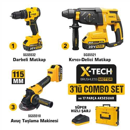 COMBO SET 3 PARÇA (Darbeli Matkap/Kırıcı-Delici Matkap/Avuç Taslama Makinesi)