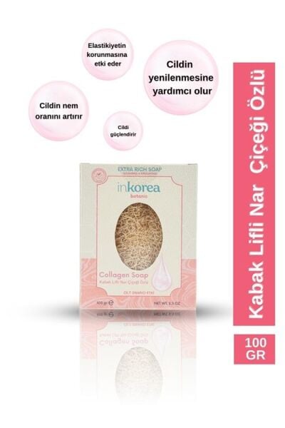 İnkorea Cilt Onarıcı Etkili Kolajenli Doğal Kabak Lifli Sabun 100 Gram