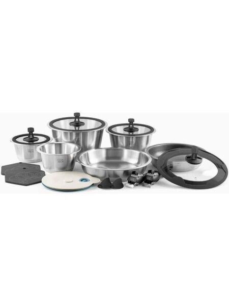 Leggno Cookvision 1058SET17 17 Parça Çıkarılabilir Saplı Çelik Tencere Seti