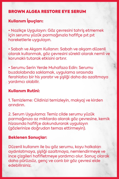 İnkorea Torbalanma & Morluk Karşıtı Kahverengi Yosun Göz Altı Serumu - Brown Algea Restore Eye Serum