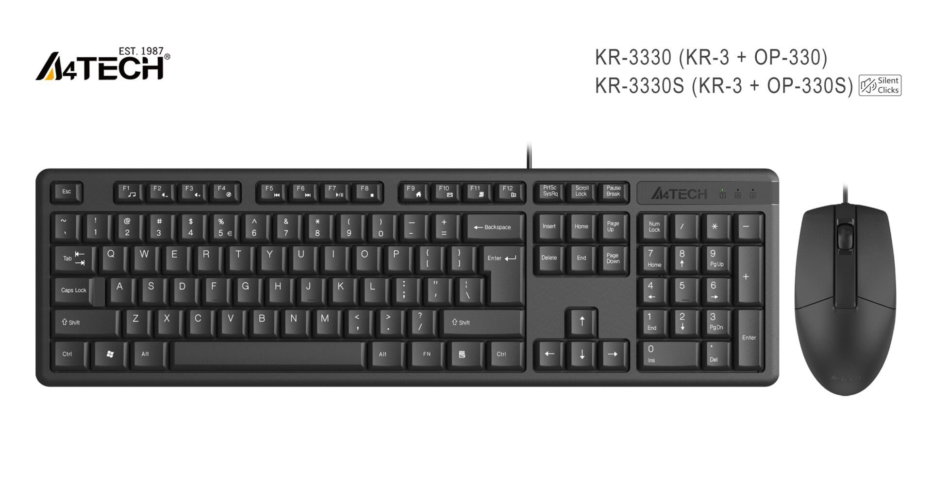 A4 Tech KR-3330 Q FN Multimedya Usb Siyah Set