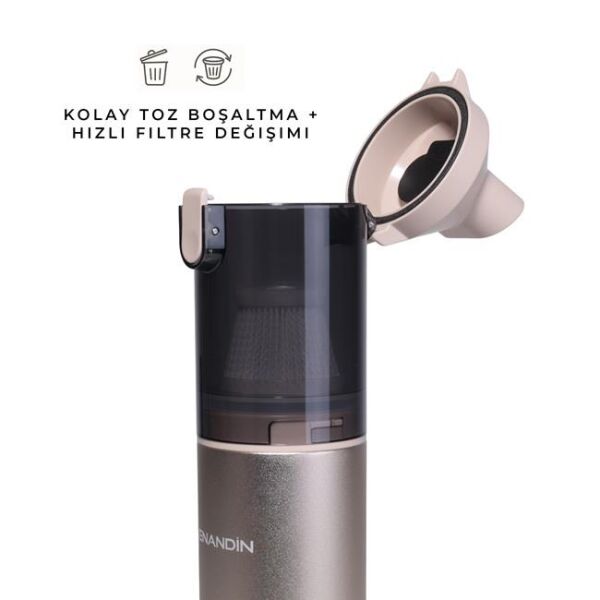 Venandin Portava Taşınabilir Araç içi Ev 19000Pa Güçlü Vakumlu El Süpürgesi Altın