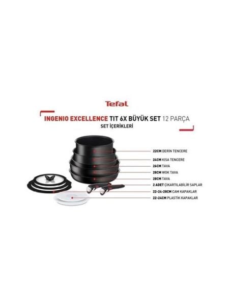 Tefal Ingenio Excellence Titanyum 6X 12 Parça Büyük Tava Tencere Seti (Tefal Türkiye Garantili)