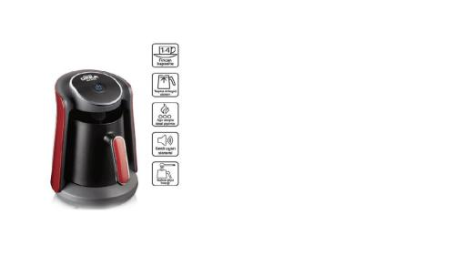 Arzum OK004 Okka Minio Türk Kahvesi Makinesi Taşma Önleyici Sistem, 4 Fincan Kapasiteli, Nar Kırmızısı