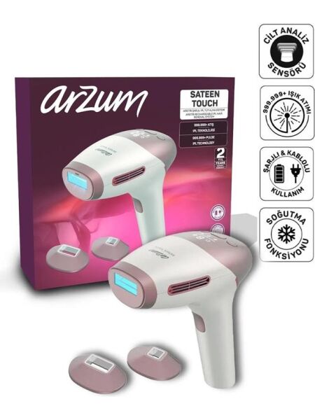 Arzum AR5178 SateenTouch IPL Lazer Epilasyon, 999.999 Atım,Evde Tüy Alma,Soğutmalı, 5 Kademe, Cilt Sensörü