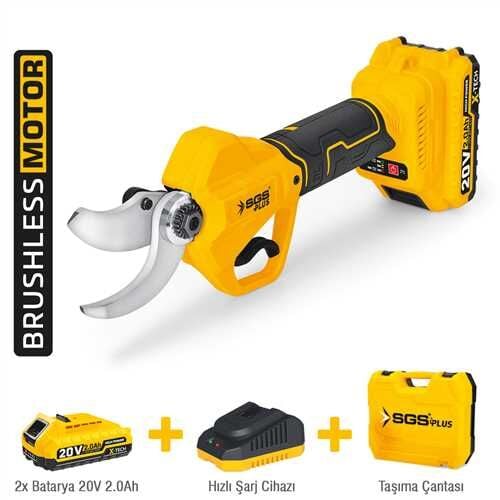 AKÜLÜ BUDAMA MAKASI 20V 2*2.0 Ah (KÖMÜRSÜZ MOTOR)