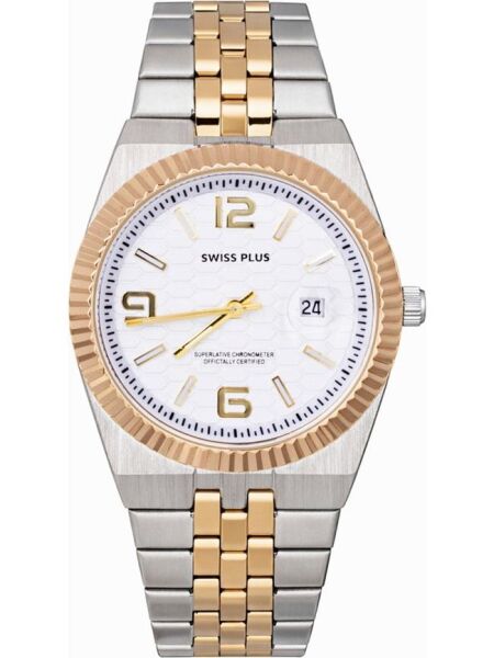 Swiss Plus Erkek Kol Saati - Signature Collection - Model-10 ST3442AGS White/gold
