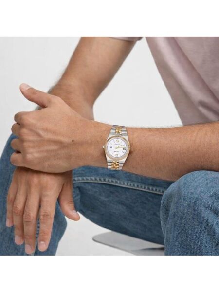 Swiss Plus Erkek Kol Saati - Signature Collection - Model-10 ST3442AGS White/gold