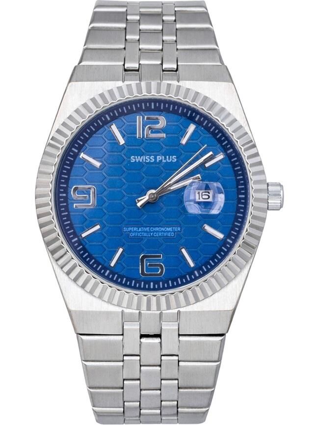 Swiss Plus Erkek Kol Saati - Signature Collection - Model-1 ST3442AGS Blue/silver