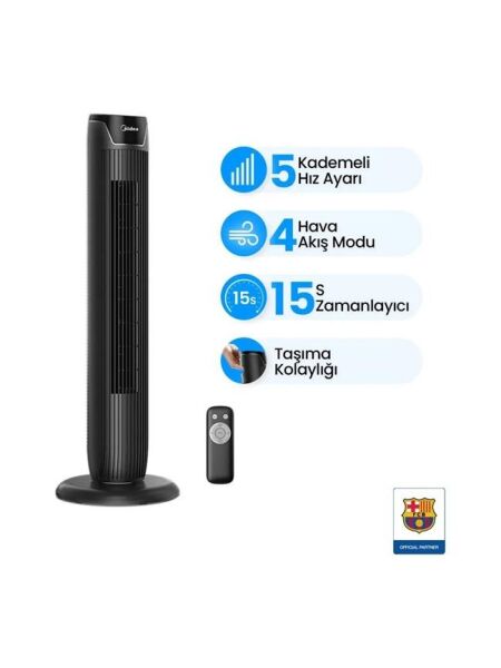 Midea Kule Tipi Vantilatör Siyah (Midea Türkiye Garantili)