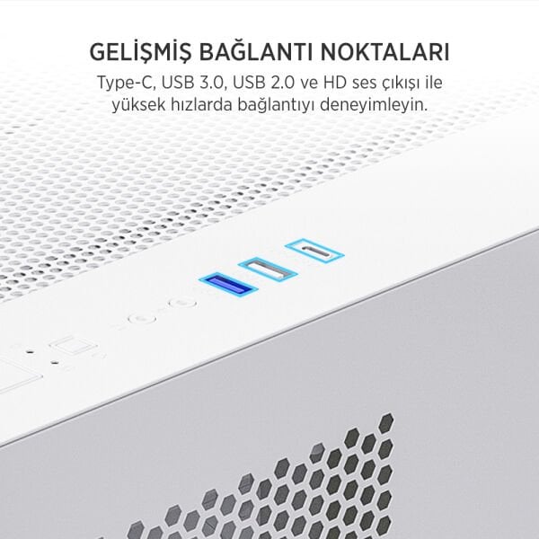 James Donkey Stark S700 3xARGB Temperli Cam mATX Beyaz Gaming (Oyuncu) Kasa