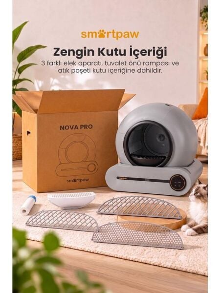 Smartpaw Nova Cat Pro Akıllı Otomatik Kedi Tuvaleti Gri (Türkiye Garantili)