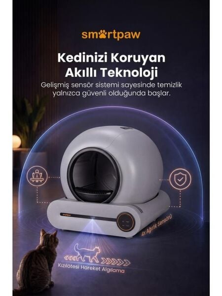 Smartpaw Nova Cat Pro Akıllı Otomatik Kedi Tuvaleti Gri (Türkiye Garantili)