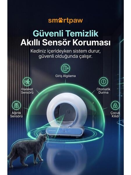 Smartpaw Nova Cat Akıllı Otomatik Kedi Tuvaleti Mavi (Türkiye Garantili)