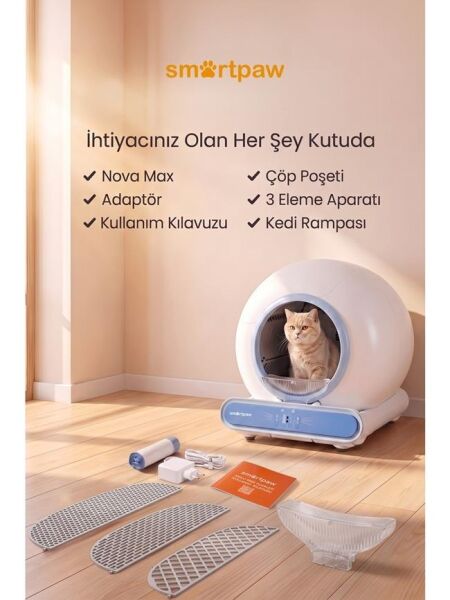 Smartpaw Nova Cat Akıllı Otomatik Kedi Tuvaleti Mavi (Türkiye Garantili)