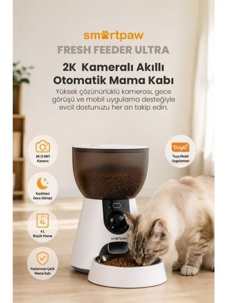 Smartpaw Fresh Feeder Ultra Kameralı Akıllı Otomatik Mama Kabı (Distribütör Garantili)