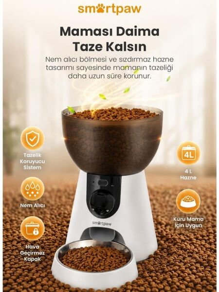 Smartpaw Fresh Feeder Ultra Kameralı Akıllı Otomatik Mama Kabı (Distribütör Garantili)