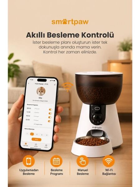 Smartpaw Fresh Feeder Ultra Kameralı Akıllı Otomatik Mama Kabı (Distribütör Garantili)