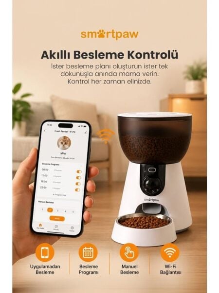 Smartpaw Fresh Feeder Ultra Kameralı Akıllı Otomatik Mama Kabı (Distribütör Garantili)