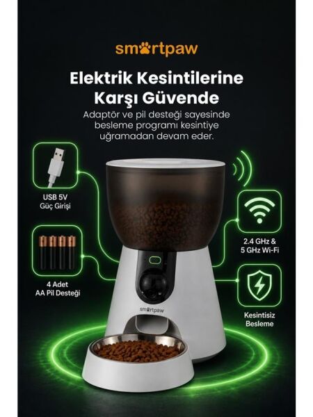 Smartpaw Fresh Feeder Ultra Kameralı Akıllı Otomatik Mama Kabı (Distribütör Garantili)
