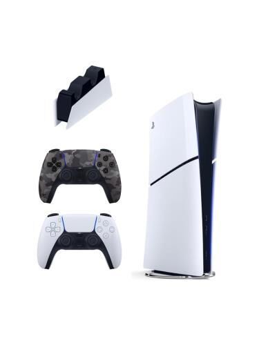 Sony Playstation 5 Slim Dijital + 2. DualSense Ps5 Kol Kamuflaj + Sarj İstasyonu (İhalatçı Garantili)