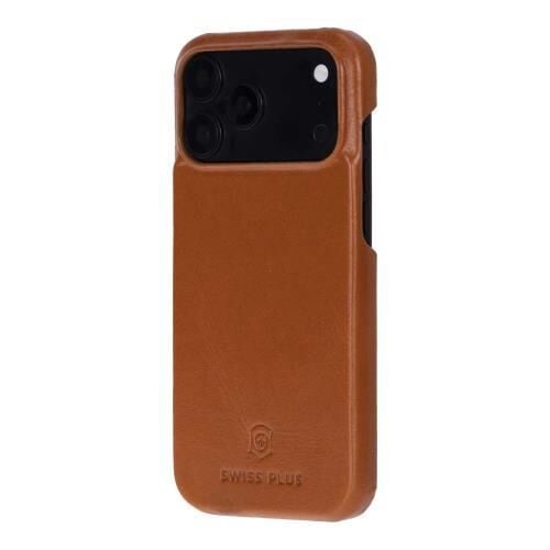 Swiss Plus iPhone 17 Pro Max 18 Pro Max Hakiki Deri Megsafe Turuncu Arka Kapak