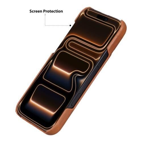 Swiss Plus iPhone 17 Pro Max 18 Pro Max Hakiki Deri Megsafe Turuncu Arka Kapak