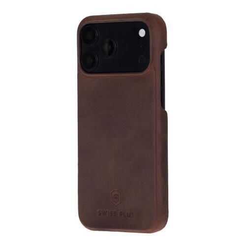 Swiss Plus iPhone 17 Pro Max 18 Pro Max Hakiki Deri Megsafe Koyu Kahverengi Arka Kapak UJ G2