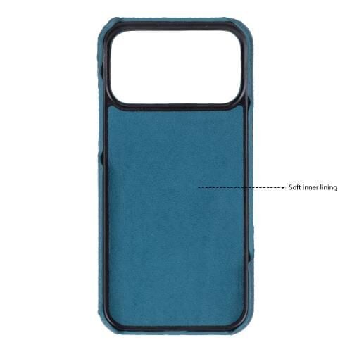 Swiss Plus iPhone 17 Pro 18 Pro Hakiki Deri Megsafe  Mavi Arka Kapak UJ FL09