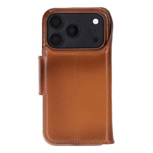 Swiss Plus iPhone 17 Pro Max 18 Pro Max Hakiki Deri Megsafe Kartvizitli Standlı Cüzdan Kılıf Açık Kahverengi Elite RST2EF