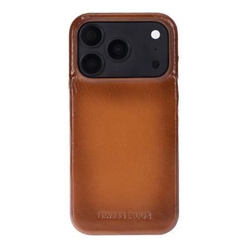 Swiss Plus iPhone 17 Pro Max 18 Pro Max Hakiki Deri Megsafe Kartvizitli Standlı Cüzdan Kılıf Açık Kahverengi Elite RST2EF