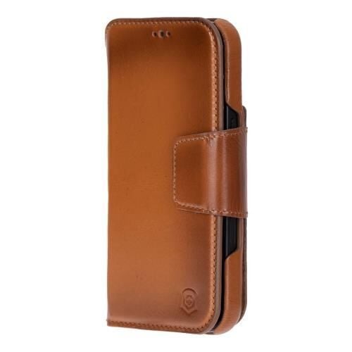 Swiss Plus iPhone 17 Pro Max 18 Pro Max Hakiki Deri Megsafe Kartvizitli Standlı Cüzdan Kılıf Açık Kahverengi Elite RST2EF