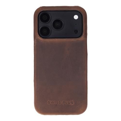 Swiss Plus iPhone 17 Pro Max 18 Pro Max Hakiki Deri Megsafe Kartvizitli Standlı Cüzdan Kılıf Koyu Kahverengi Elite G2