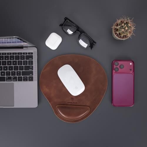 Swiss Plus Premium Kahverengi Hakiki Deri Mouse Pad TN02
