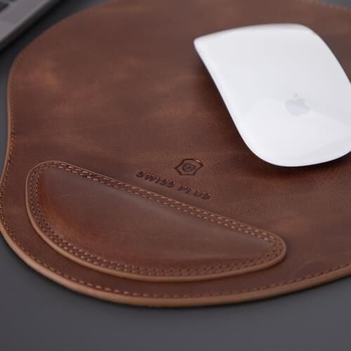 Swiss Plus Premium Kahverengi Hakiki Deri Mouse Pad TN02