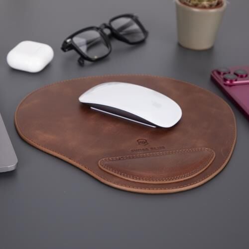Swiss Plus Premium Kahverengi Hakiki Deri Mouse Pad TN02
